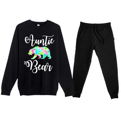 Auntie Bear Cute Funny Aunts Aunt Gift Niece Nephew Tee Gift Premium Crewneck Sweatsuit Set