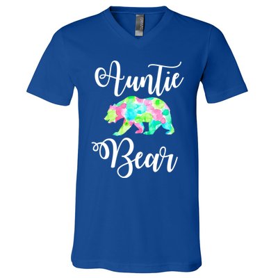 Auntie Bear Cute Funny Aunts Aunt Gift Niece Nephew Tee Gift V-Neck T-Shirt