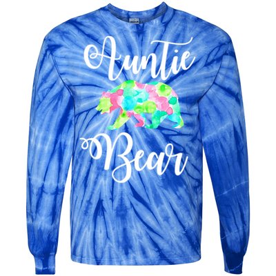 Auntie Bear Cute Funny Aunts Aunt Gift Niece Nephew Tee Gift Tie-Dye Long Sleeve Shirt