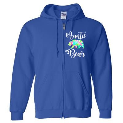 Auntie Bear Cute Funny Aunts Aunt Gift Niece Nephew Tee Gift Full Zip Hoodie