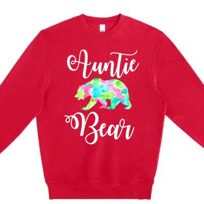 Auntie Bear Cute Funny Aunts Aunt Gift Niece Nephew Tee Gift Premium Crewneck Sweatshirt