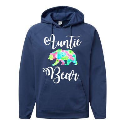 Auntie Bear Cute Funny Aunts Aunt Gift Niece Nephew Tee Gift Performance Fleece Hoodie