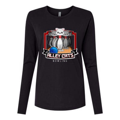 Alley Bowling Cats Womens Cotton Relaxed Long Sleeve T-Shirt