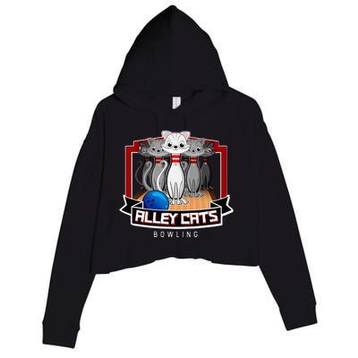 Alley Bowling Cats Crop Fleece Hoodie