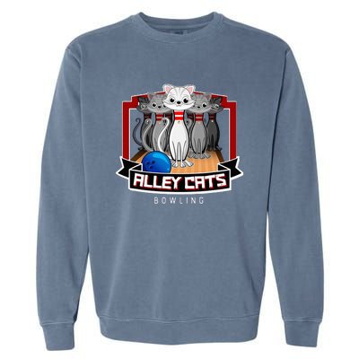 Alley Bowling Cats Garment-Dyed Sweatshirt