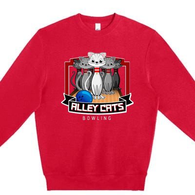 Alley Bowling Cats Premium Crewneck Sweatshirt