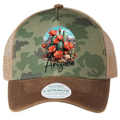 Arizona Blooming Cactus Flowers Love State Of Arizona Cute Legacy Tie Dye Trucker Hat