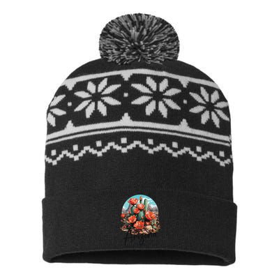 Arizona Blooming Cactus Flowers Love State Of Arizona Cute USA-Made Snowflake Beanie