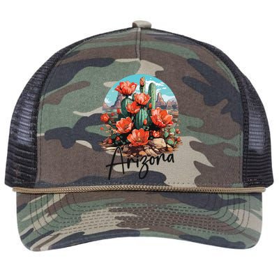 Arizona Blooming Cactus Flowers Love State Of Arizona Cute Retro Rope Trucker Hat Cap