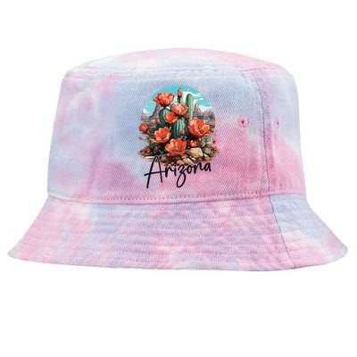 Arizona Blooming Cactus Flowers Love State Of Arizona Cute Tie-Dyed Bucket Hat