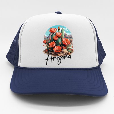 Arizona Blooming Cactus Flowers Love State Of Arizona Cute Trucker Hat