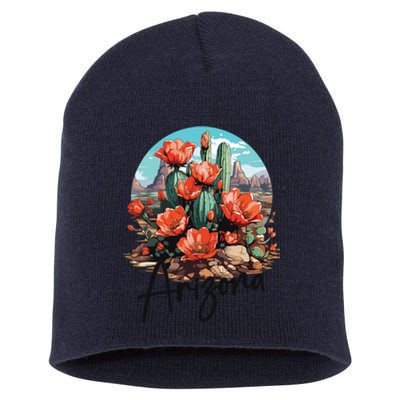 Arizona Blooming Cactus Flowers Love State Of Arizona Cute Short Acrylic Beanie