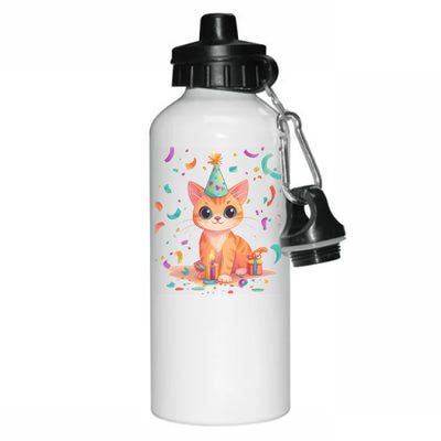 Adorable Birthday Cat Celebration Design Gift Aluminum Water Bottle 