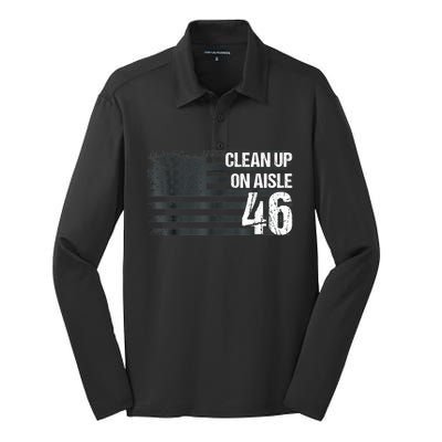 Anti Biden Clean Up On Aisle 46 Impeach Biden Silk Touch Performance Long Sleeve Polo