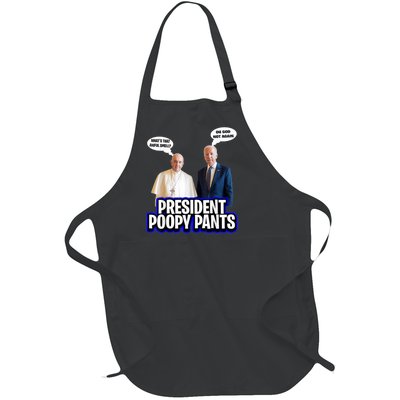 Anti Biden Conservative Dementia Funny Poopy Pants President Full-Length Apron With Pockets