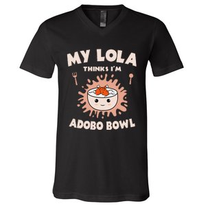 Adobo Bowl Chicken Lola Cuisine Philippine Flag Grandma V-Neck T-Shirt