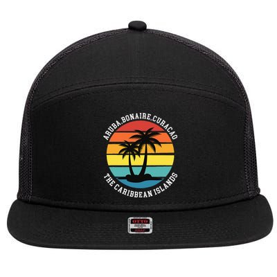 Aruba Bonaire Curacao The Caribbean Islands Vacation 7 Panel Mesh Trucker Snapback Hat