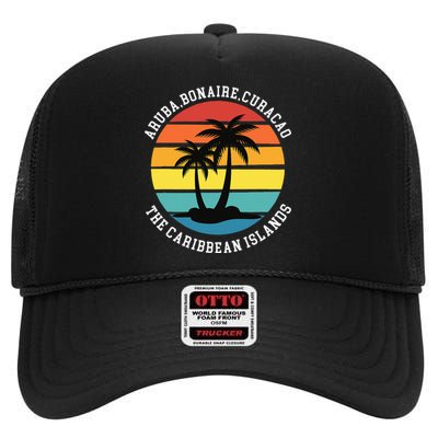 Aruba Bonaire Curacao The Caribbean Islands Vacation High Crown Mesh Back Trucker Hat