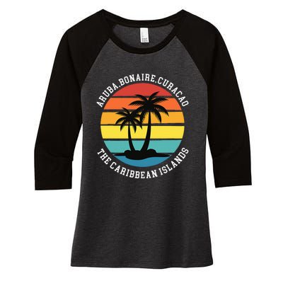 Aruba Bonaire Curacao The Caribbean Islands Vacation Women's Tri-Blend 3/4-Sleeve Raglan Shirt