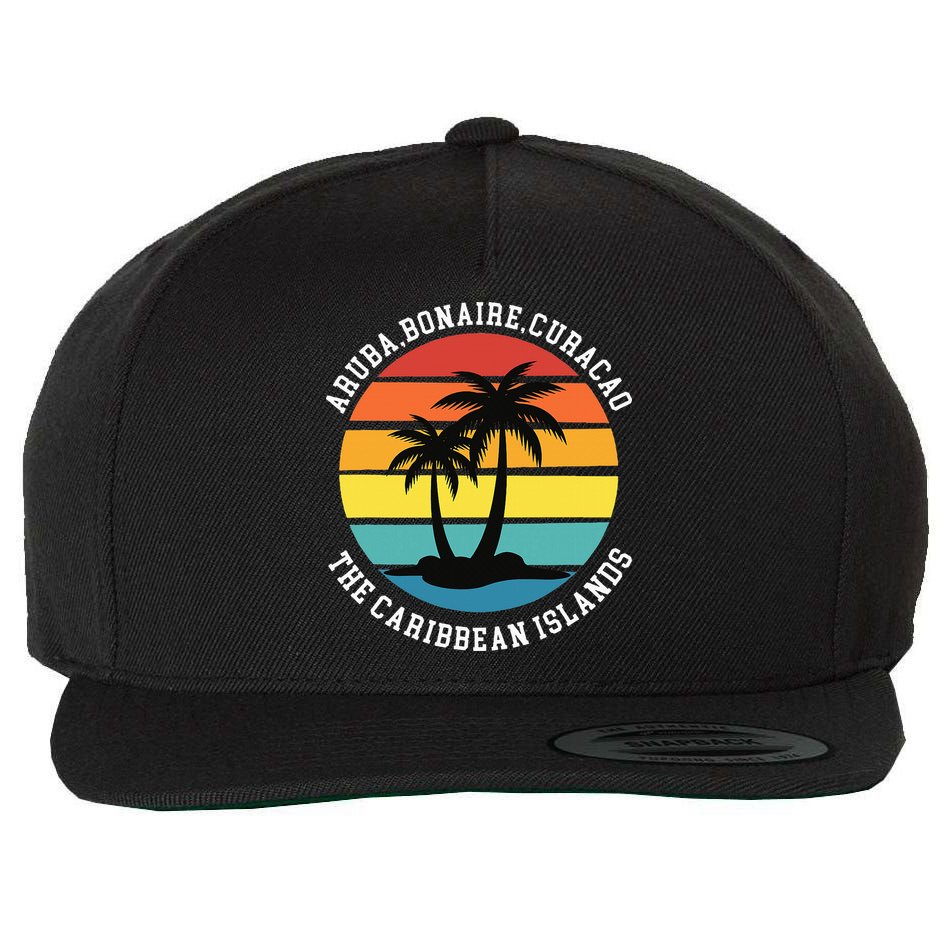 Aruba Bonaire Curacao The Caribbean Islands Vacation Wool Snapback Cap