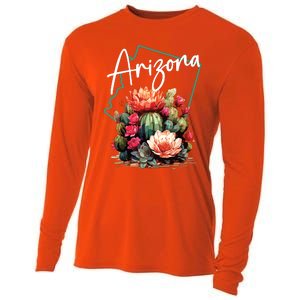 Arizona Blooming Cactus Flowers Love State Of Arizona Cute Cooling Performance Long Sleeve Crew