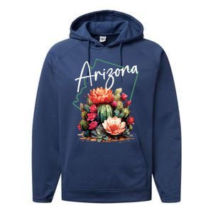 Arizona Blooming Cactus Flowers Love State Of Arizona Cute Performance Fleece Hoodie