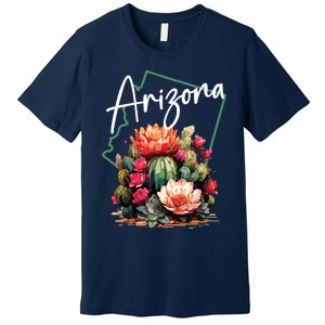 Arizona Blooming Cactus Flowers Love State Of Arizona Cute Premium T-Shirt