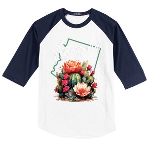 Arizona Blooming Cactus Flowers Love State Of Arizona Cute Baseball Sleeve Shirt