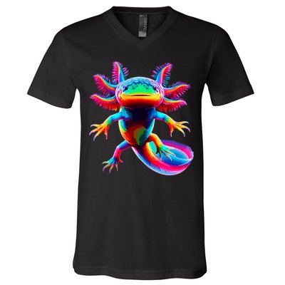 Axolotl Beautiful Colorful Axolotl V-Neck T-Shirt