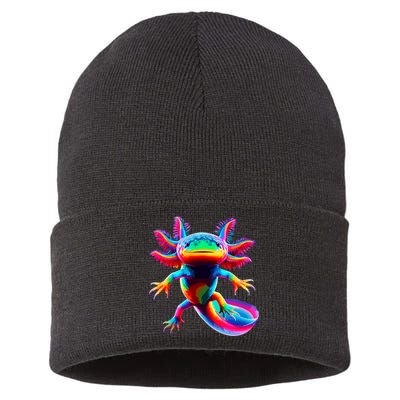 Axolotl Beautiful Colorful Axolotl Sustainable Knit Beanie