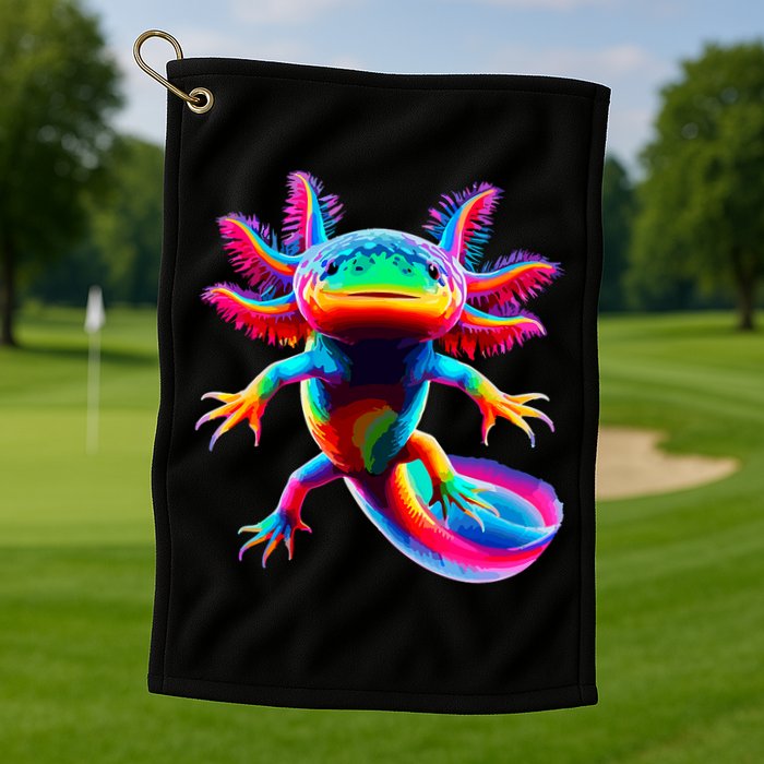 Axolotl Beautiful Colorful Axolotl Golf Towel