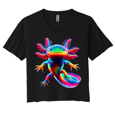 Axolotl Beautiful Colorful Axolotl Women's Crop Top Tee