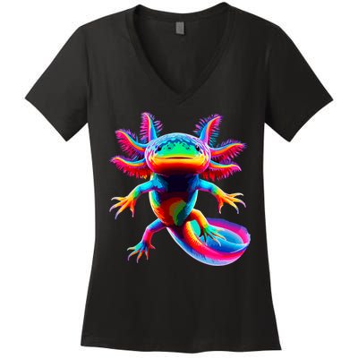 Axolotl Beautiful Colorful Axolotl Women's V-Neck T-Shirt