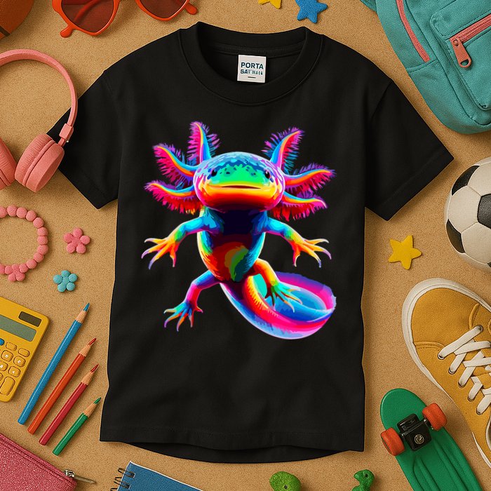 Axolotl Beautiful Colorful Axolotl Kids T-Shirt