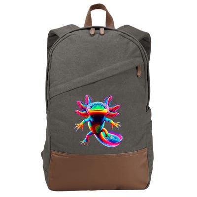 Axolotl Beautiful Colorful Axolotl Cotton Canvas Backpack