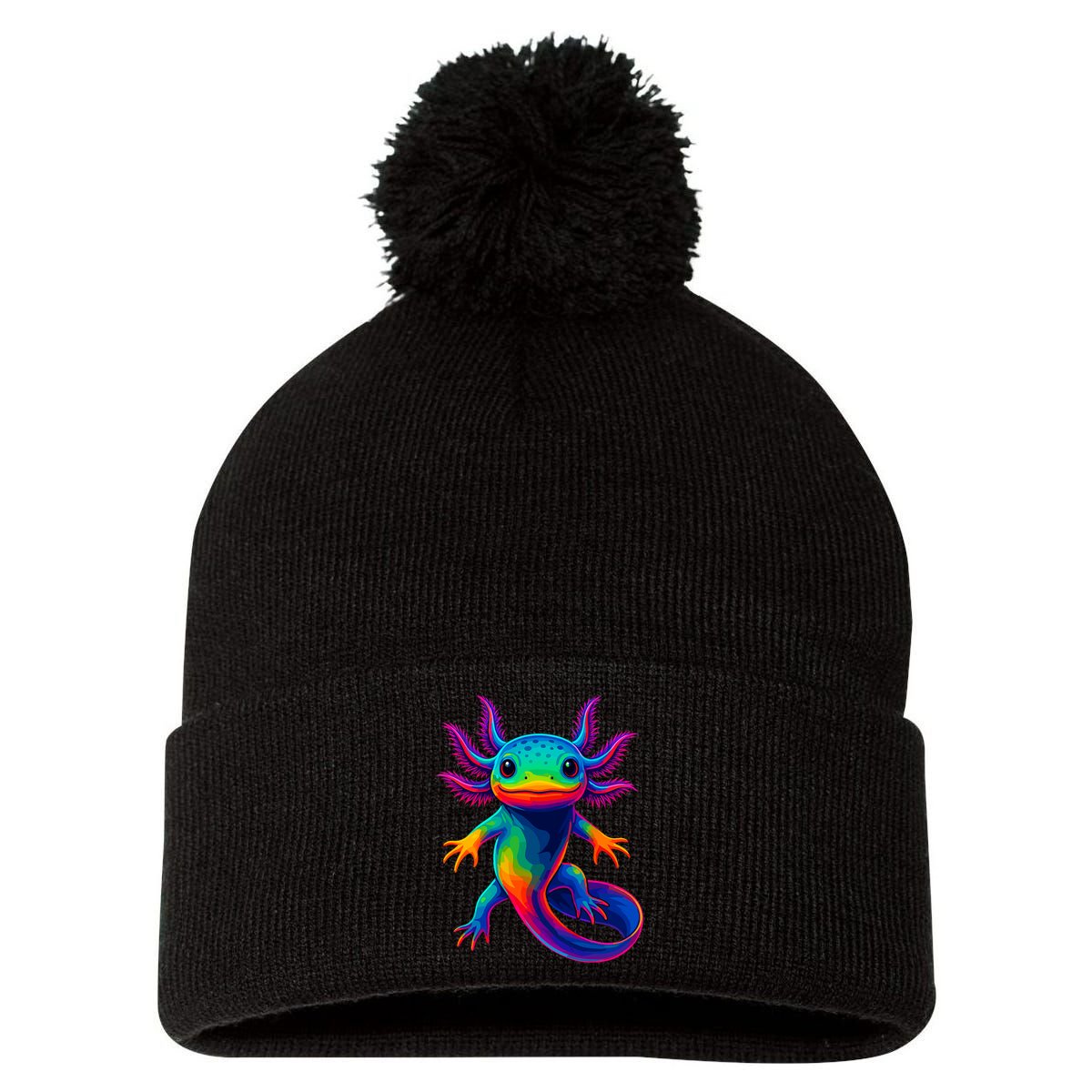 Axolotl Beautiful Colorful Kawaii Axolot Pom Pom 12in Knit Beanie