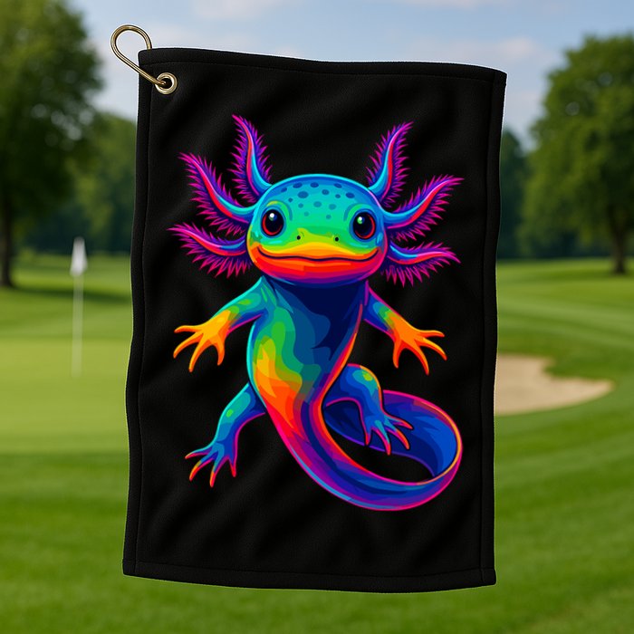 Axolotl Beautiful Colorful Kawaii Axolot Golf Towel