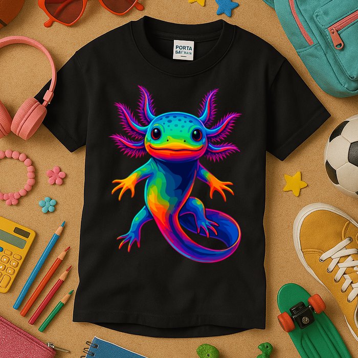 Axolotl Beautiful Colorful Kawaii Axolot Kids T-Shirt