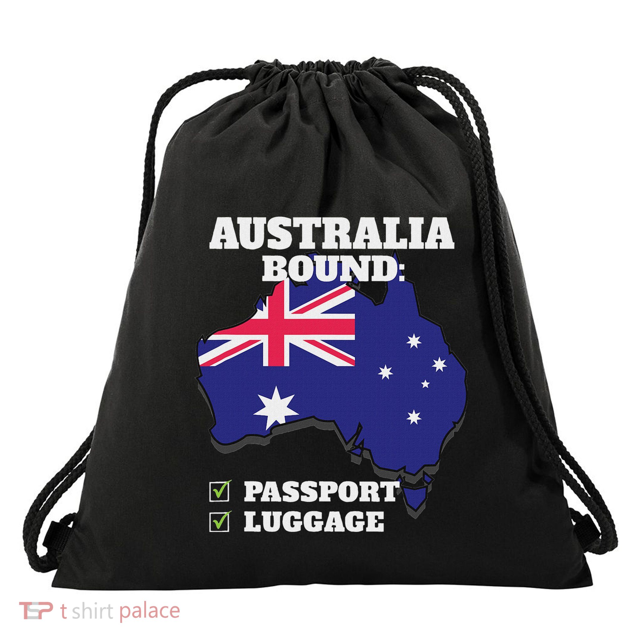 Australia Bound Country Travel Australian Flag Vacation Drawstring Bag