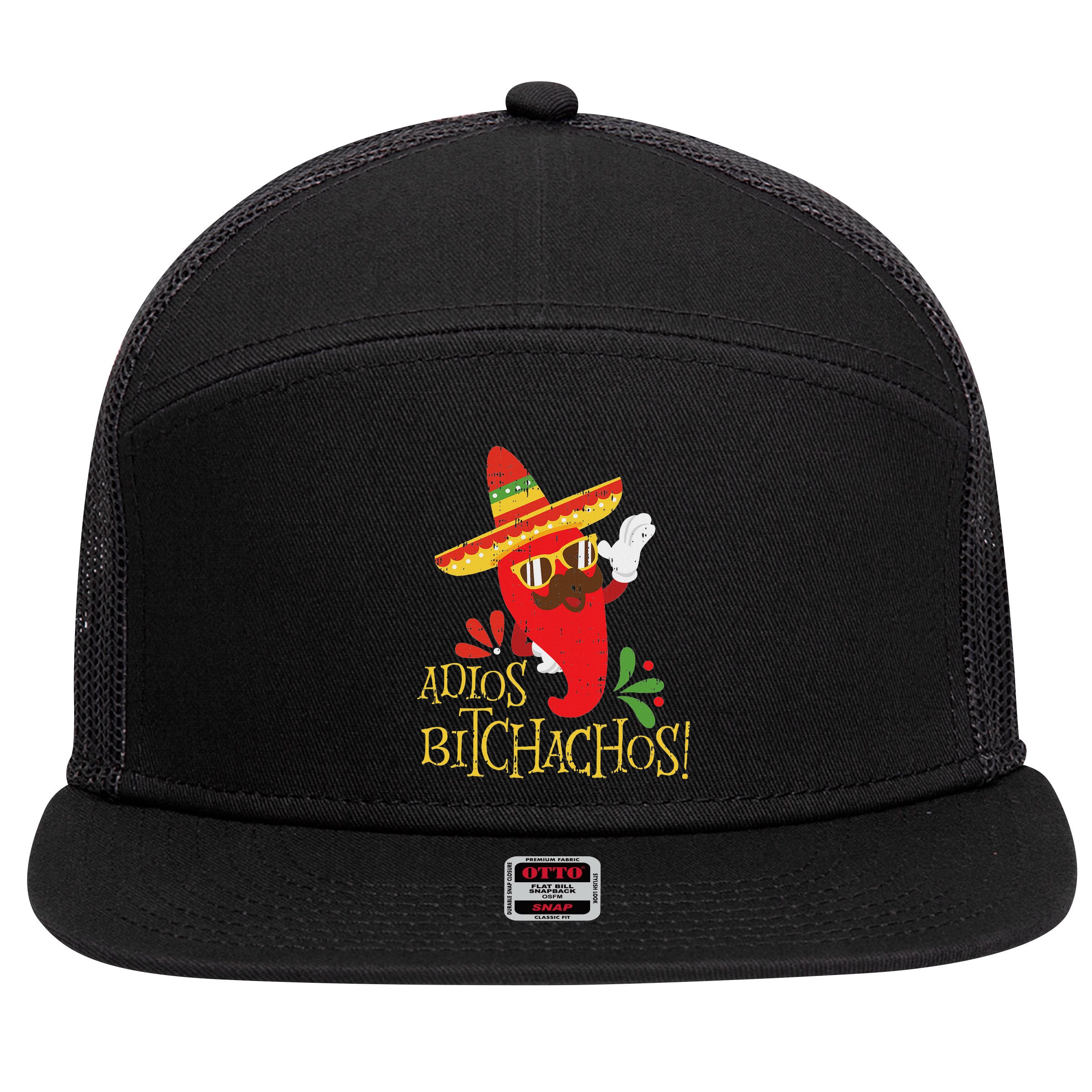 Adios Bitchachos Cinco De Mayo Mexican Chili Peppers 7 Panel Mesh Trucker Snapback Hat