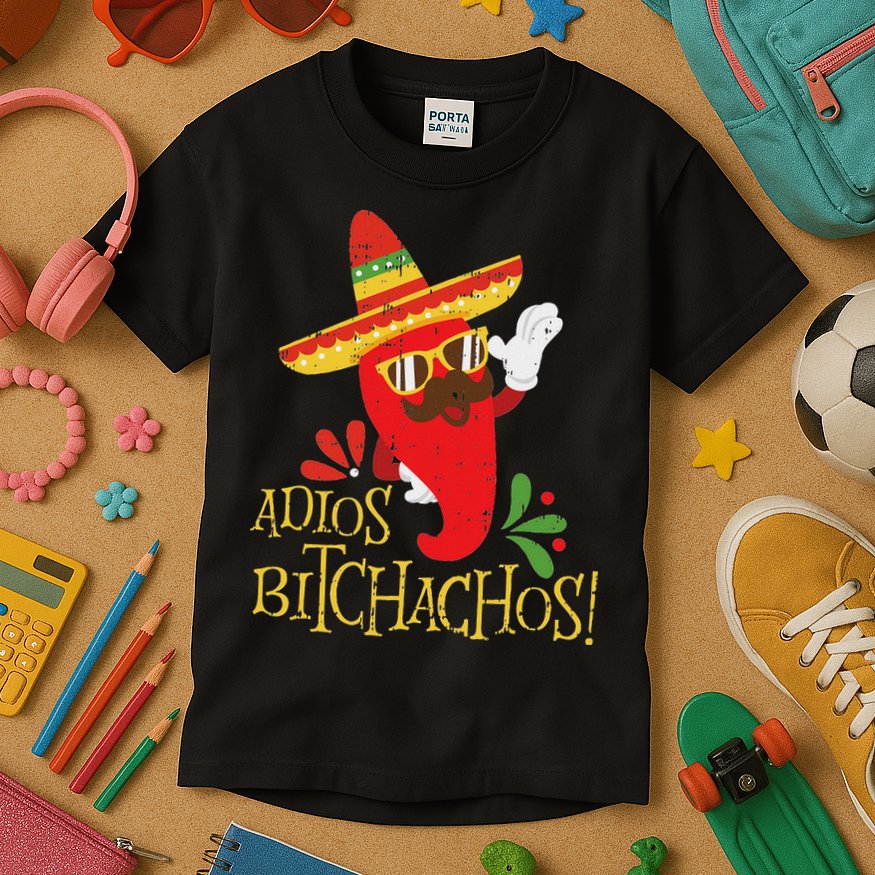 Adios Bitchachos Cinco De Mayo Mexican Chili Peppers Kids T-Shirt