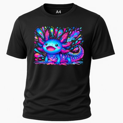 Axolotl Beautiful Colorful Art Axolotl Cooling Performance Crew T-Shirt
