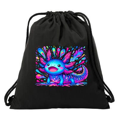 Axolotl Beautiful Colorful Art Axolotl Drawstring Bag