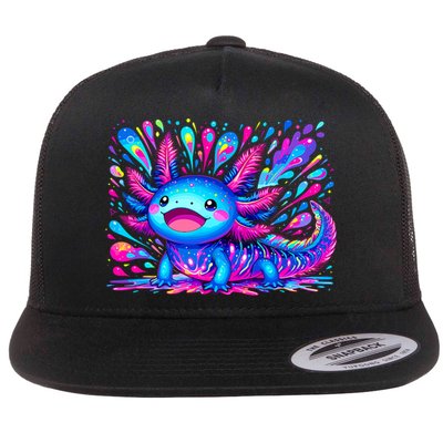 Axolotl Beautiful Colorful Art Axolotl Flat Bill Trucker Hat