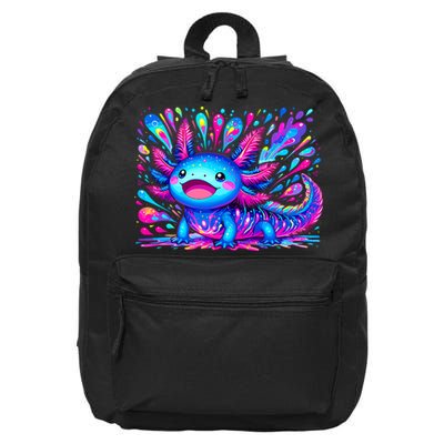 Axolotl Beautiful Colorful Art Axolotl 16 in Basic Backpack