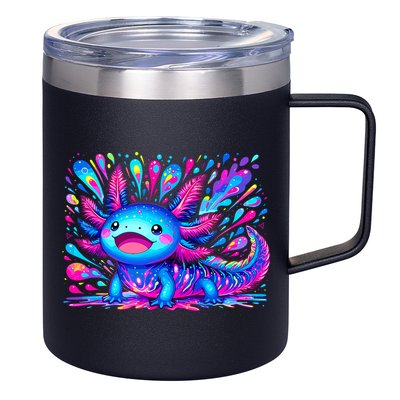 Axolotl Beautiful Colorful Art Axolotl 12oz Stainless Steel Coffee Mug