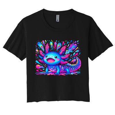 Axolotl Beautiful Colorful Art Axolotl Women's Crop Top Tee