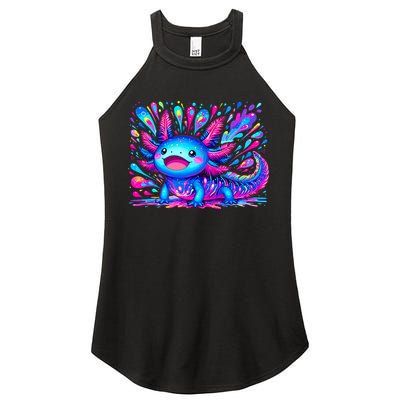 Axolotl Beautiful Colorful Art Axolotl Women's Perfect Tri Rocker Tank