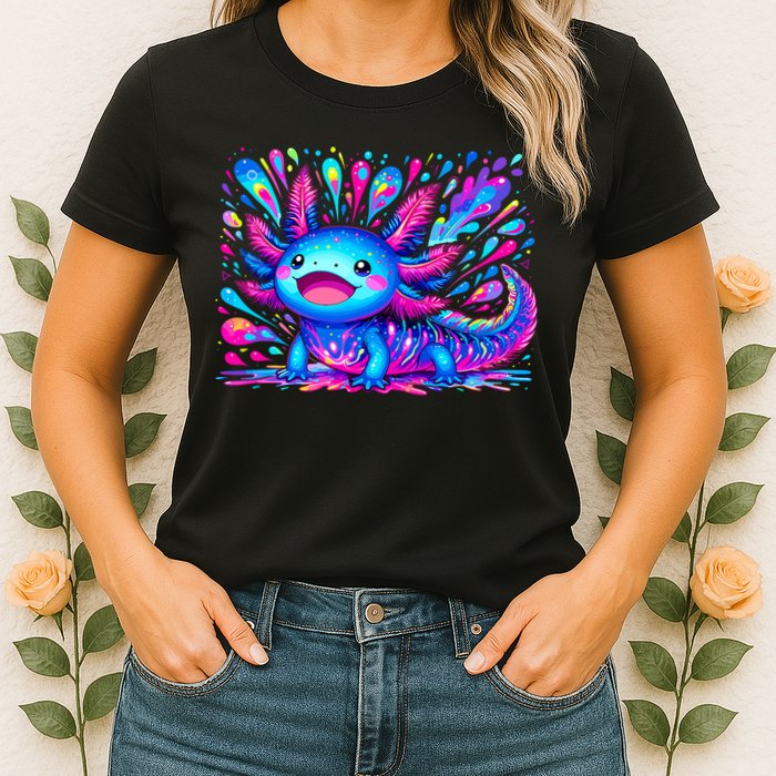 Axolotl Beautiful Colorful Art Axolotl Womens T-Shirt