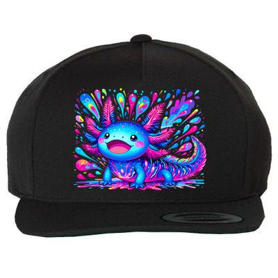 Axolotl Beautiful Colorful Art Axolotl Wool Snapback Cap